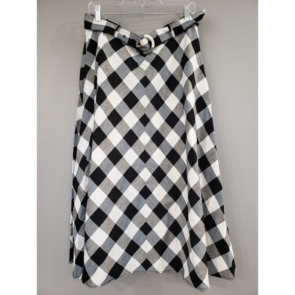 kate spade new york Dresses & Skirts - NEVER WORN SIZE 12 Kate Spade Linen Blend Gingham Skirt Checkered Black White